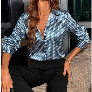 Luxe button down print shirt